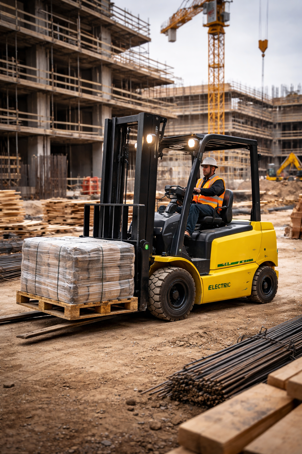 Electric Forklift on a construction site 
